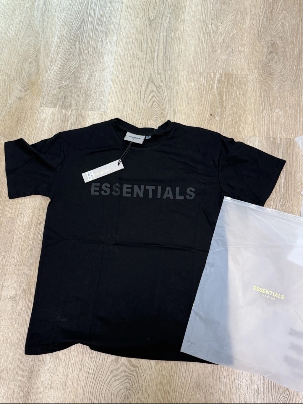 Fear Of God Essentials Black Tee With Tonal Chest Logo